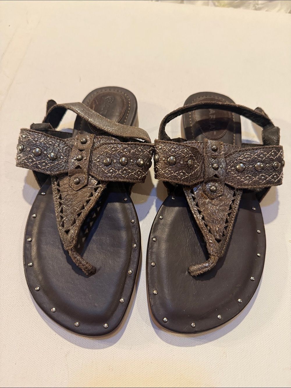 Ariat Dark Brown Studded Leather Thong Sandals